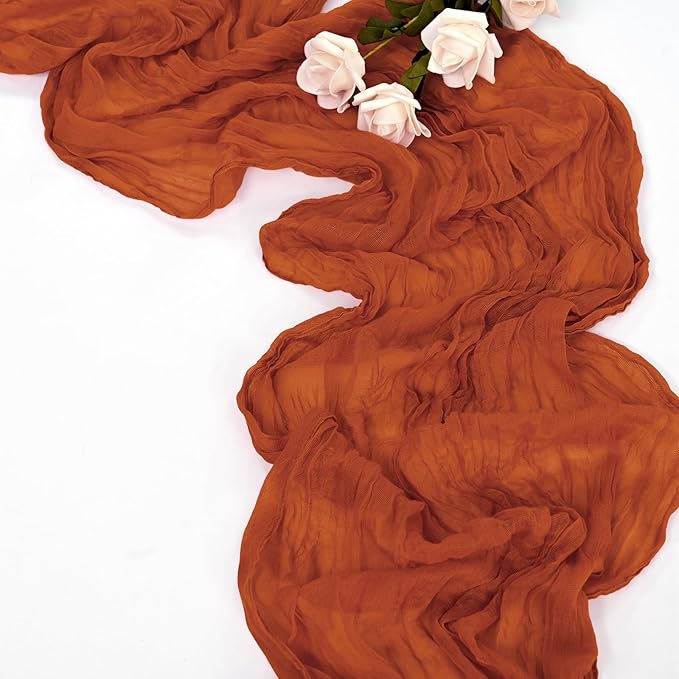 30 Pack Terracotta Table Runner 10Ft Cheesecloth Table Runner Boho Gauze Table Runners Romantic Long Sheer Fabric Cheese Cloth Table Runners for Wedding Party Bridal Shower