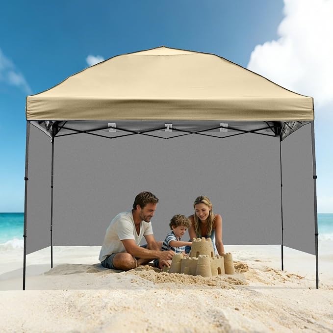 Instant Canopy Tent SideWalls Waterproof Sunwalls for 10x10 Pop Up CanopyTent, 300D Polyester Canopy Walls 3Pack Sidewalls Waterproof and UV Protection (Khaki, 10x10ft 3PCS)