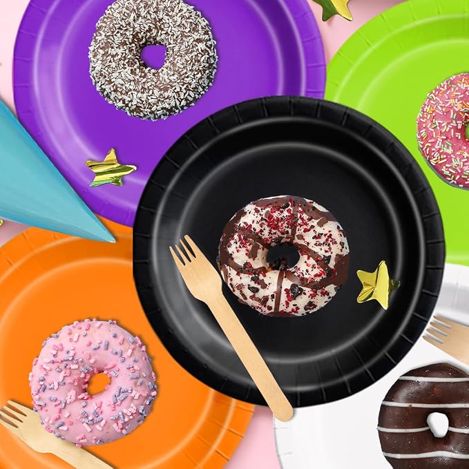 CMUSKO 60pcs Halloween Plates and Napkins - Black Orange Green Purple Tableware for Halloween Birthday Baby Shower Decorations