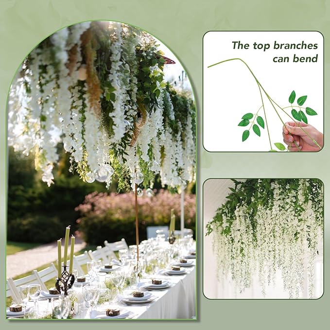 Alotiki Wisteria Hanging Flowers,36 Pack Fake Hanging Flowers,Wisteria Artificiales Garland for Home Wedding Arch Floral Party Garden Ceremony Outdoor Decor,3.6 Feet Long(36,White)