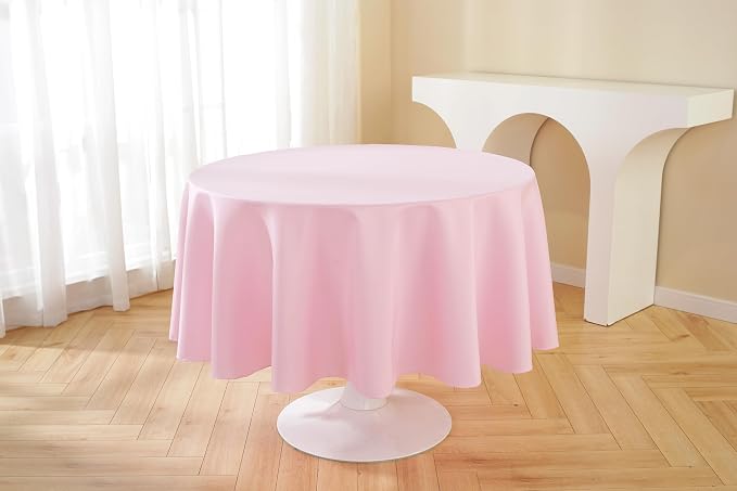 10 Pack Round Tablecloth 90 Inch Pink Tablecloth, Polyester Fabric Washable Table Cloth for Home, Party, Wedding or Restaurant Use.