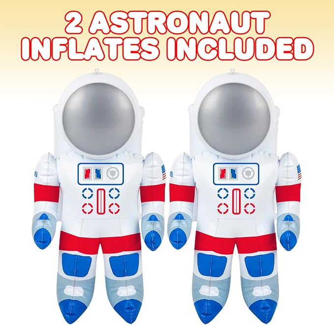 ArtCreativity 2 Pack 22” Inflatable Astronaut Balloon with Hanging Tag, Astronaut Party Decorations for Outer Space Events, Party Inflates for Christmas, Birthday and Science Kids Fun Accessories