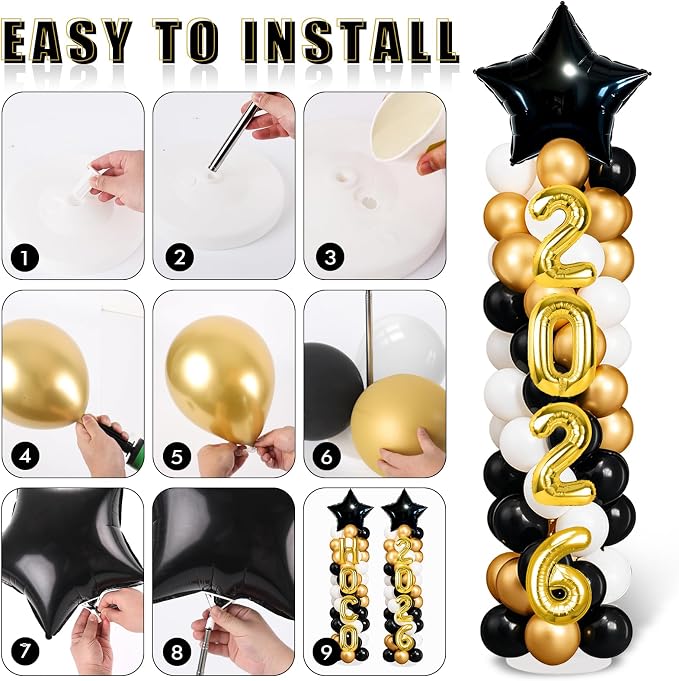 2 Sets Homecoming 2026 Balloon Column Stand Party Decorations Kits with Balloons Class of 2026 Hoco Balloon Tower Stand Kit for Homecoming Prom Party Photo Booth Props Backdrop Decor Party Supplies
