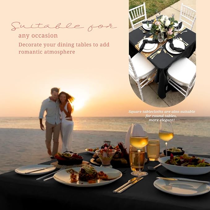 8 Pack Black Square Tablecloth 52 x 52 Inch Square Table Cloth,Wrinkle Resistant Washable Polyester Fabric Table Clothes Small Black Tablecloth for Wedding Dining Parties Restaurant Card Table
