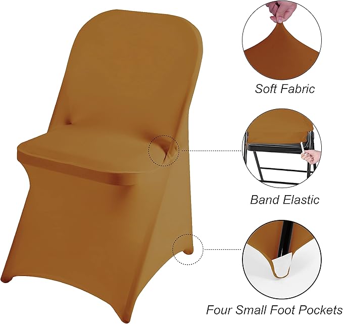 magalo 20 Pack Gold Spandex Folding Waterproof Chair Cover, Stretch Chair Cover Protector for Wedding, Party, Dining Banquet and Other Special Events