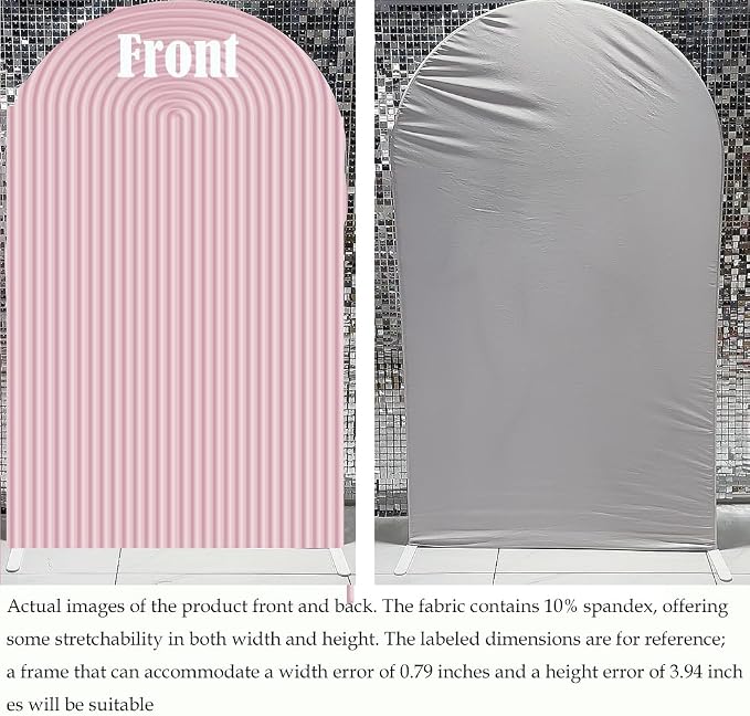 2D Printed Ripples Party Arch Covers Arched Backdrop Cover Stretchy Cover for Party Decoration Round Top Frame Spandex Cover (Pink Cover456,6x2.6ft)