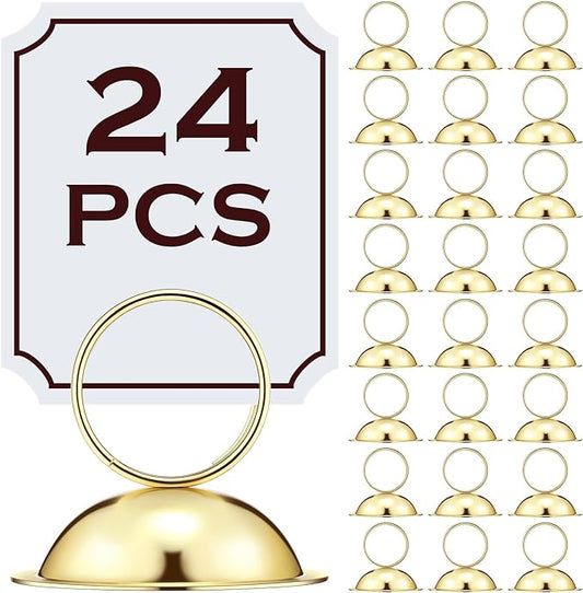 MorningRo 24 Pcs Wedding Table Place Card Holders Metal Table Number Holders Stand Sign Tabletop Menu Stands Sign for Wedding Christmas Restaurant Banquet(Gold)