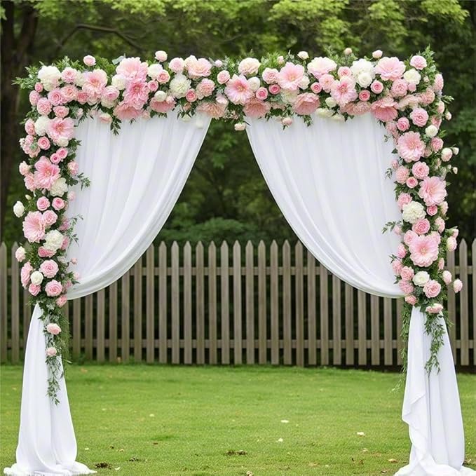 MLMW White Chiffon Fabric Sheer Fabric by the Yard 20 Yards 60" Wide Wedding Arch Draping Fabric Sheer Material for Party Backdrop Curtain Arch Ceiling Decor