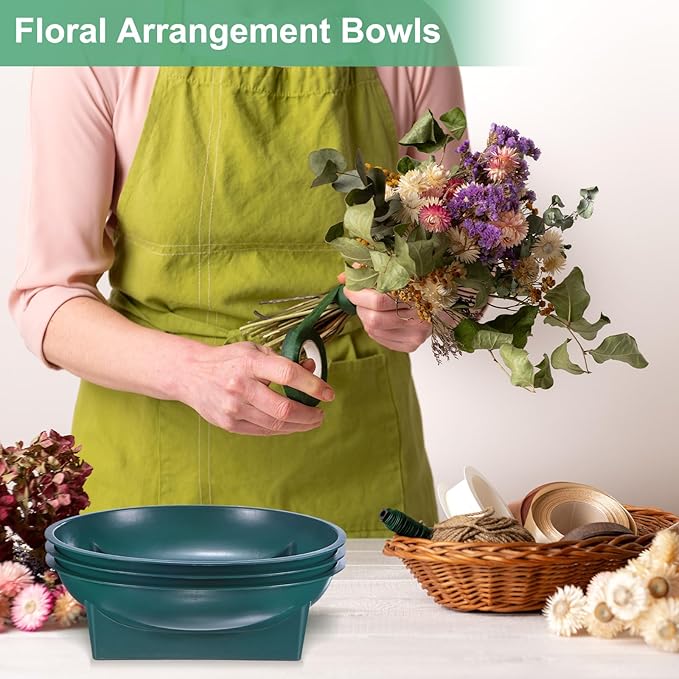 M METERXITY 18-Pack Floral Foam Round Bowls, 6.3 Inch Round Arrangements DIY Floral Bowls, Flower Arrangements Round Floral Supplies for Holiday/Wedding/Party/Birthday Decor [Green]
