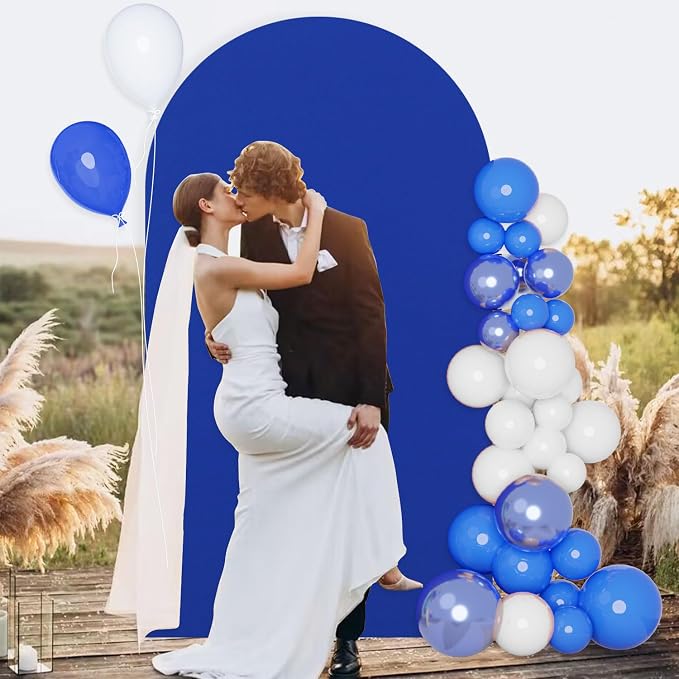 FUHSY Wedding Arch Covers 3 Set 7.2FT, 6.6FT, 6FT Spandex Covers for Arches Fitted Arch Backdrop Stand Cover Blue Birthday Arch Cover for Chiara Backdrop Covers for Bridal Baby Shower Garden Decor