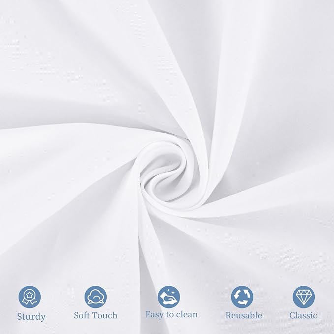 Pesonlook 12 Pack Round Tablecloth White Polyester Table Cloths 90 Inch Washable Fabric Round Table Cover White Tablecloth for Wedding/Party/Banquet