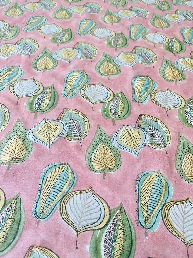 Ridhi Salmon Pink Hand Block Print Cotton Rectangle Tablecloth 120" x 80" inches Reusable Table Cover Decorative Everyday Use for Dining Room, Farmhouse, Home Gift for Spring, Mother's Day