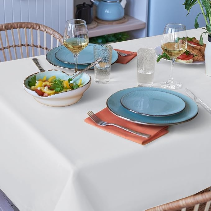 12 Pack White Tablecloths, 52 x 52 Inch Stain and Wrinkle Resistant Washable Polyester Tablecloth for Square Tables, White Tablecloth for Wedding Party Buffet