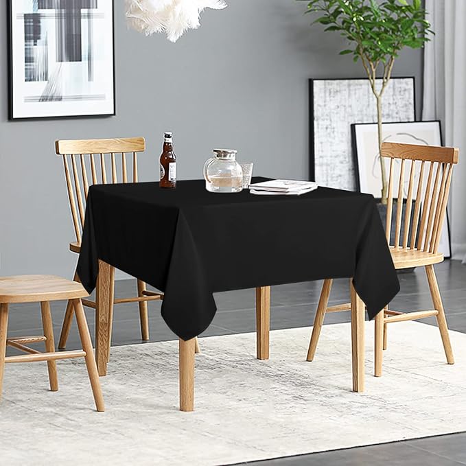 sancua 2 Pack Black Tablecloth 54 x 54 Inch, Stain and Wrinkle Resistant Square Table Cloth - Washable Polyester Table Cover for Dining Tables, Buffet Parties and Camping