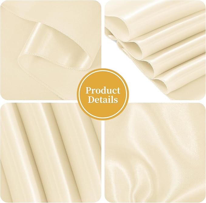 120 PCS Ivory Satin Chair Sashes, Ties Bows Designed Sashes for Washable Reusable Chair Covers Supplies for Wedding Reception Events Banquets Party Hotel Event Aisle Decorations (7 x 108 inch)