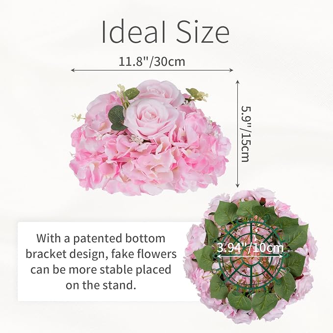 Pink Flowers Balls for Centerpieces: 10 PCS 11.8" Diam Flower Centerpieces for Tables in Wedding Reception Decorations Arrangement for Party Celebration Planners