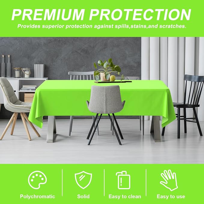 54IN X 320FT Plastic Table Cover Roll with Cutter Box, Cut to Size Plastic Table Cloths for Parties, Birthday, Disposable Tablecloth Roll for All Shape Tables (Lime Green, 54 Inch X 320 Feet)