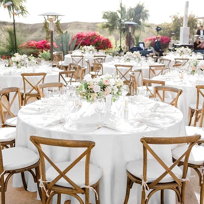 Pesonlook 4 Pack White Round Tablecloth 90 Inch, Polyester Table Cloth for Round Tables, Washable Table Cloth Stain and Wrinkle Resistant Decorative Table Cover for Wedding Party Dining Banquet