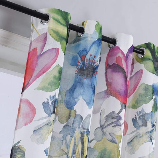 Taisier Home Stylish Living Elegant Abstract Colorful Curtains Printed,Colorful Sheer Curtain Print,Fashion Curtain 63 Inch Lenth for Bedroom(Floral Print Curtain 2 Panels Set)