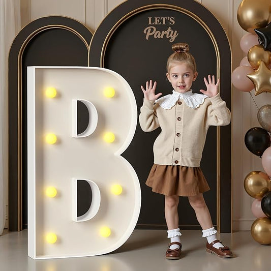 Marquee Letters 3 Feet Tall, 3FT Large Light up Letters B, Big Sign B with Warm White Light for Birthday Wedding Proposal Engagement Graduation Party Backdrop Decorations
