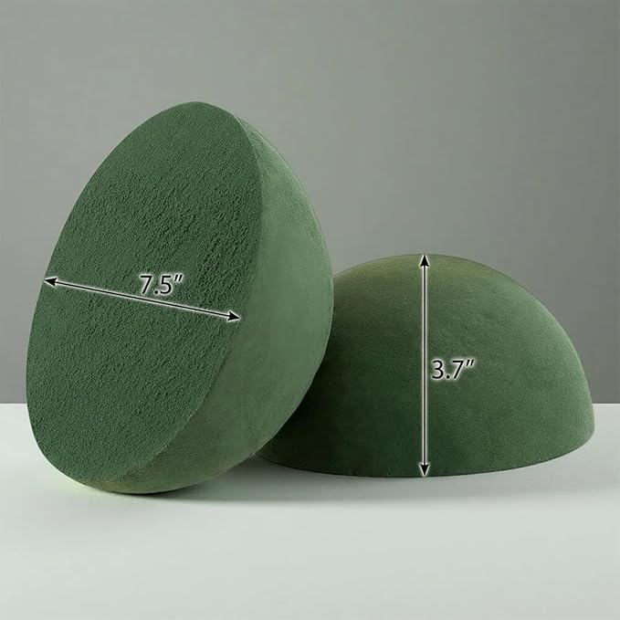 4 Pcs Floral Foam Half Ball, Green Dry & Wet Floral Foam Half Round for Fresh or Artificial Flower Arrangements, Florist Foam for Craft Supplies,Wedding and Party Decor, 7.5" W x 3.7" H