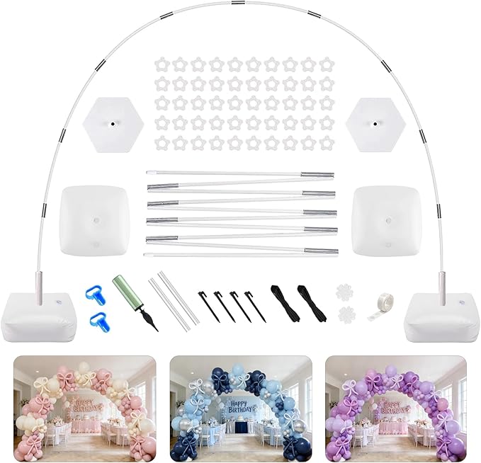 Balloon Arch Kit, 10FT Wide 9FT High Adjustable Balloon Arch Stand with Water Fillable Bases & Balloon Clips, Sturdy Arch Backdrop Stand for Birthday Wedding Baby Shower Graduation Party Decorations