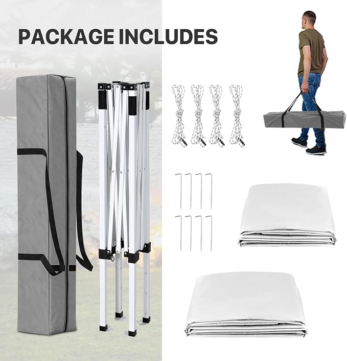 COOS BAY 5x5 Pop Up Canopy Tent with Side Wall, Easy Setup Portable Sun Shelter with Carry Bag, Outdoor Shade for Beach, Camping, Sports & Backyard, White