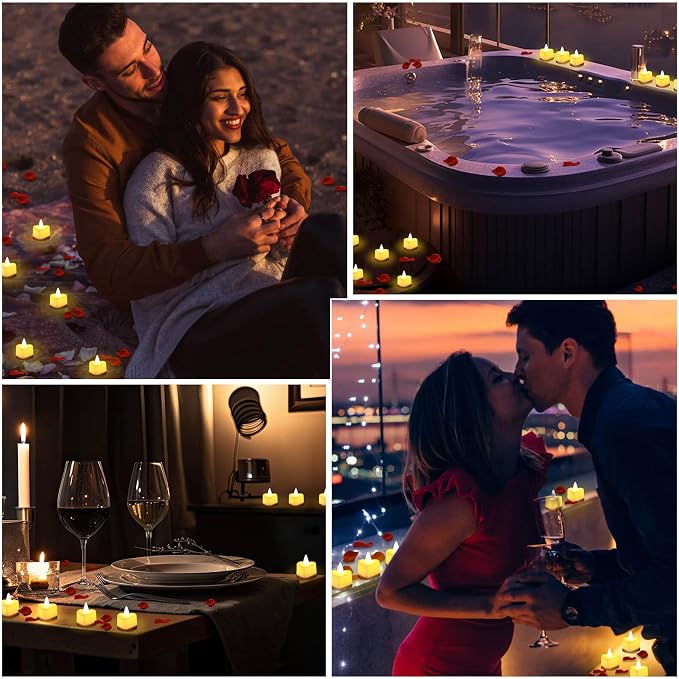 Acejoz Rose Petals and Candles Set, 6000 Pieces Fake Rose Petals and 72 Pieces Heart Candle Lights for Bedroom Romantic Decorations for Special Night, Wedding, Anniversary, Valentines Day