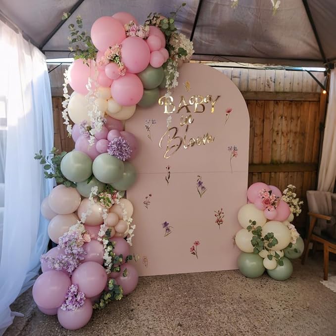 Fairy Wonderland Balloon Arch Kit, 128Pcs Pastel Pink Purple Green Balloon Garland Kit for Baby Girls Fairy First Birthday Spring Garden Tea Party Bride Baby Shower