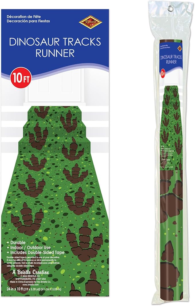 Beistle Dinosaur Tracks Floor Runner Dino Theme Party Decorations, Indoor/Outdoor Use
