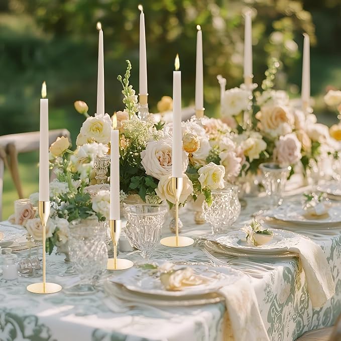Taper Candle Holders,Tall Metal Candlestick Holders,French Gold,Set of 54,Three Heights,Candle Stick Holder Bulk for Wedding Centerpiece Decoration,Dinning,Festival,Party or Home Decor ﻿