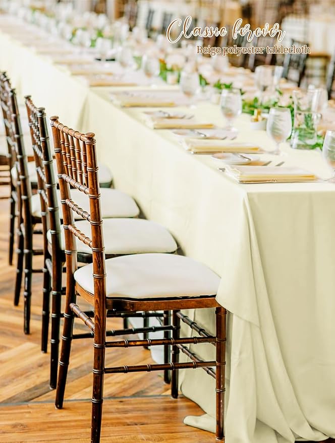 Pesonlook 12 Pack 60 x 102 Inch Tablecloth, Beige Rectangle Tablecloth for 6 Ft Rectangle Tables,Washable Fabric Table Cover for Wedding/Buffet Party/Dining Table/Events(60 x 102 Inch,Beige)