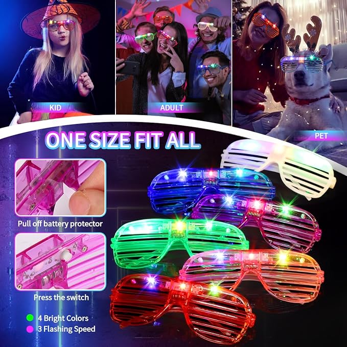 JOJUJB 250PCS Glow in the Dark Party Supplies for Kids Adults,Light Up Party Favors with Light Up Toy Glasses,100 Glow Sticks Bulk Party Pack DIY Glow Necklaces,Bracelets hora loca accessories