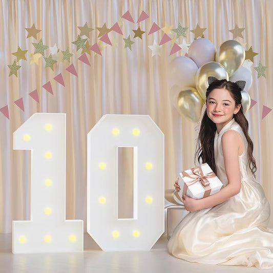 10th Birthday Decorations Marquee Numbers, 2.3FT Large Light up Number 10 for Birthday Decorations, Number 10 Light up Numbers for Party Anniversary Decor Sign