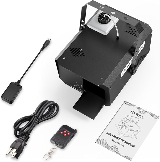 600W Stage Haze Machine: Continuous Output Fog Machine - Wireless Remote & DMX Control - Adjustable Smoke Outlet for Stage DJ Halloween Club Christmas Wedding Party Light Show