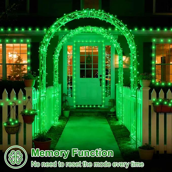 QITONG 4 Pack Solar Fairy Lights, Each 33ft 100 LED Green Halloween String Light Outdoor Waterproof, 8 Modes Silver Wire Christmas Twinkle Mini Lights
