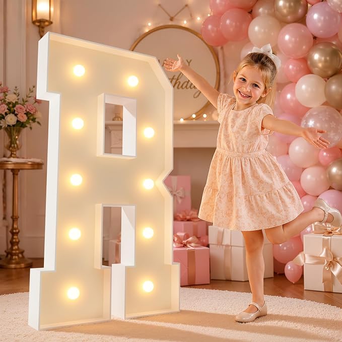 imprsv 4FT Marquee Light Up Letters for Birthday Party Decorations Marquee Letters for Marry Me Wedding Event Bridal Shower Engagement Anniversarty Party Decor,Letter R
