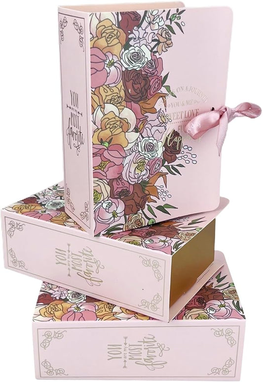 20 Pack Small Pink Candy Party Favor Box Bulk, Rectangular Floral Mini Candy Gift Box with Ribbon, Birthday Party Baby Shower Supplies Christmas, Birthdays, Weddings, Bridesmaid 4.72*3.14 inches