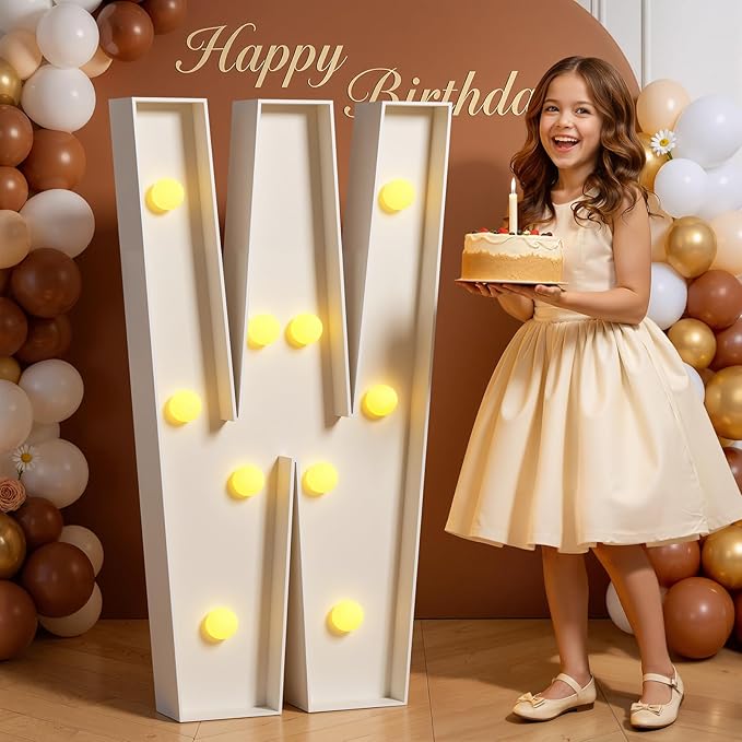 Marquee Letters 4 Feet Tall 4FT Large Light Up Letters W for Birthday Wedding Engagement Party Decorations Will You Marry Me Sign Yard Pre-Cut Foam Board