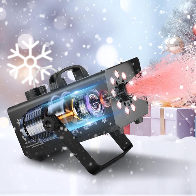 VEVOR Snow Machine, 800W Snow Making Machine with 9 LED RGB Lights and Remote Control, High Output Snowflake Maker Stage Snow Effect for Christmas, Halloween, Wedding, DJ Parties and Valentine's Day