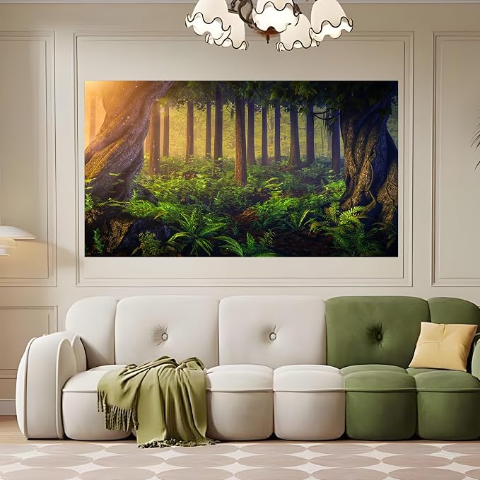 Magical Fantasy Forest Photography Background Jungle Safari Theme Party Backdrop Green Trees Sunlight Backdrop Enchanted Forest Theme Baby Shower Adult Photo Studio Props Backdrops 12x8ft