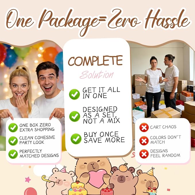 287 Pcs Capybara Birthday Decorations, Worry-Free One-Stop Set Serves 25 Guests, with Capybara Balloons Arch Kit, Backdrop, Thick Plates, and Cake Toppers, Easy Setup for Capybara Party Decorations