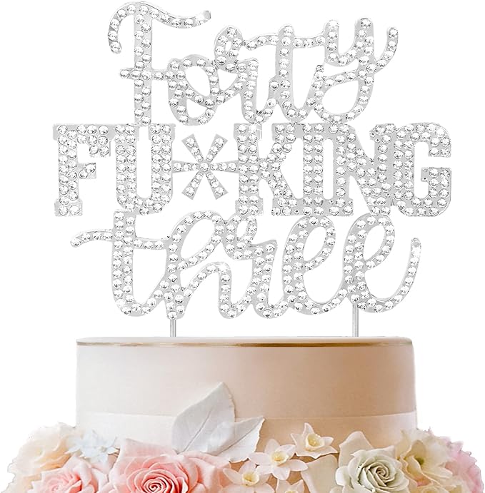 LINGTEER Happy 43rd Birthday Funny Silver Rhinestone Cake Topper - Cheers to 43 Years Old Birthday Party,Forty-Three Cake Centerpieces Topper Decorations Gift Sign.
