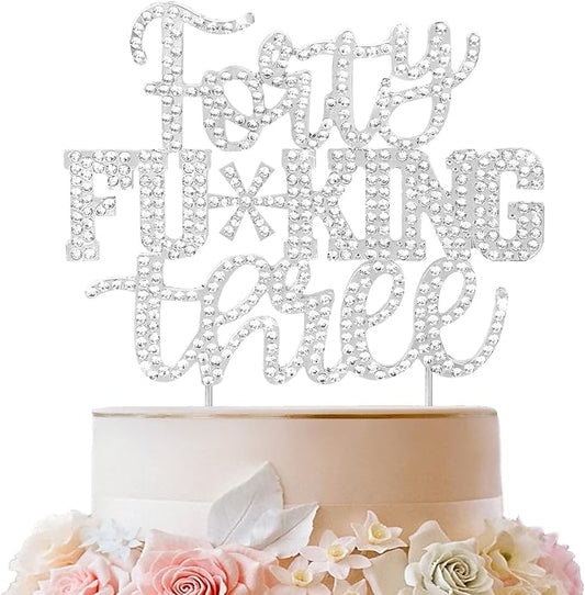 LINGTEER Happy 43rd Birthday Funny Silver Rhinestone Cake Topper - Cheers to 43 Years Old Birthday Party,Forty-Three Cake Centerpieces Topper Decorations Gift Sign.