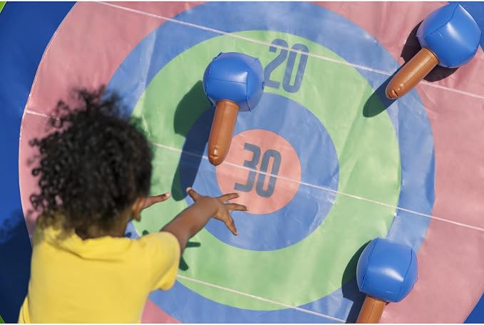 H2OGO! Inflatable Yard Game - Backyard Bullseye - 2-in-1: Giant Ax Throwing Dart Board & Soccer Target, 62x42 Sports Center, Outdoor Play Toy, Kid 3+