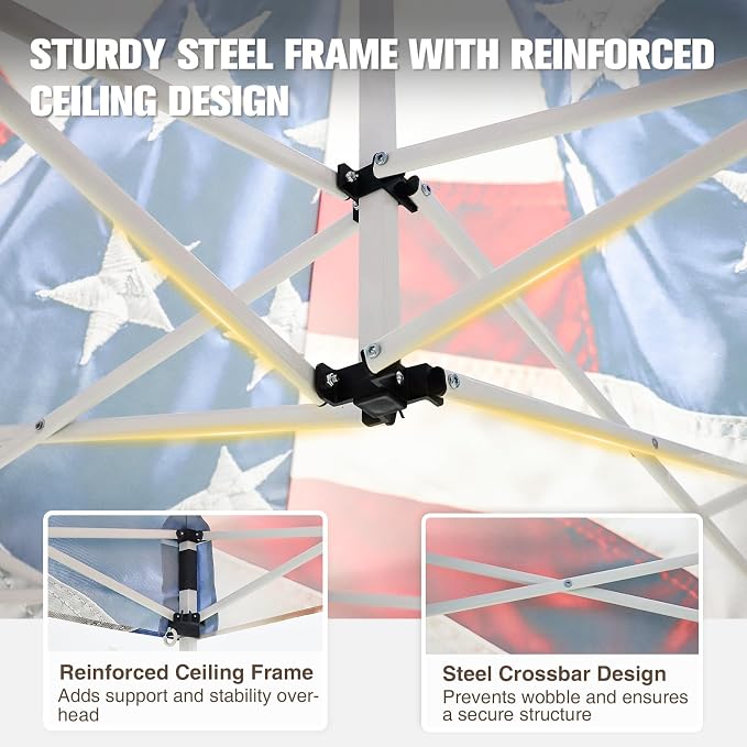 EAGLE PEAK 5x5 Pop Up Canopy Tent Instant Outdoor Canopy Easy Set-up Straight Leg Folding Shelter, Stars and Stripes