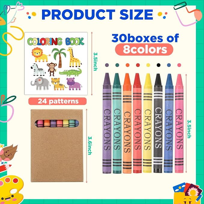 270 Pcs Zoo Animals Mini Coloring Books Welcome Back to School Gifts for Students with Crayons Bulk, Jungle Safari Coloring Books Party Favor Goodie Bag Gift Stuffer Gift Activities DIY Craft