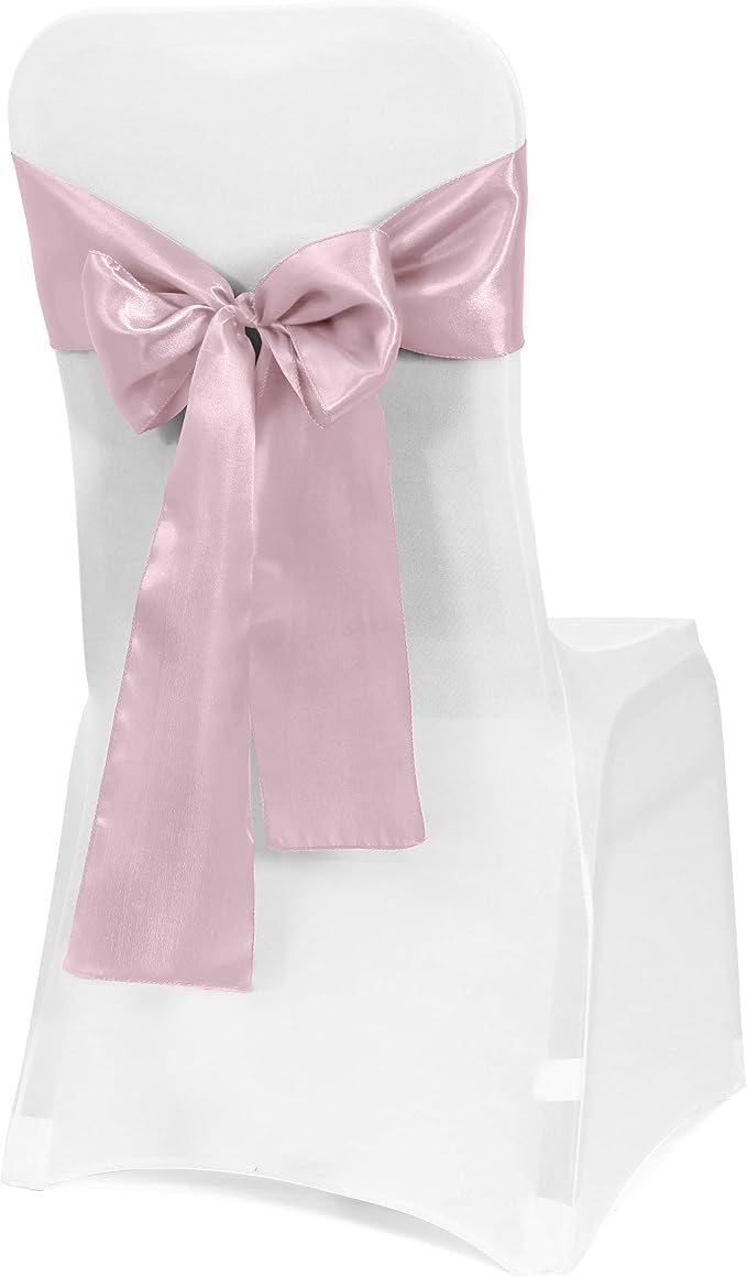 Obstal 50 PCS Satin Chair Sashes Bows for Wedding Reception- Universal Chair Cover Back Tie Supplies for Banquet, Party, Hotel Event Decorations