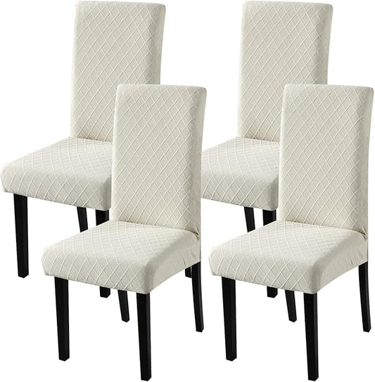 Fuloon 4 Pack Super Fit Stretch Removable Washable Short Dining Chair Protector Cover Seat Slipcover for Hotel, Dining Room, Ceremony, Banquet Wedding Party