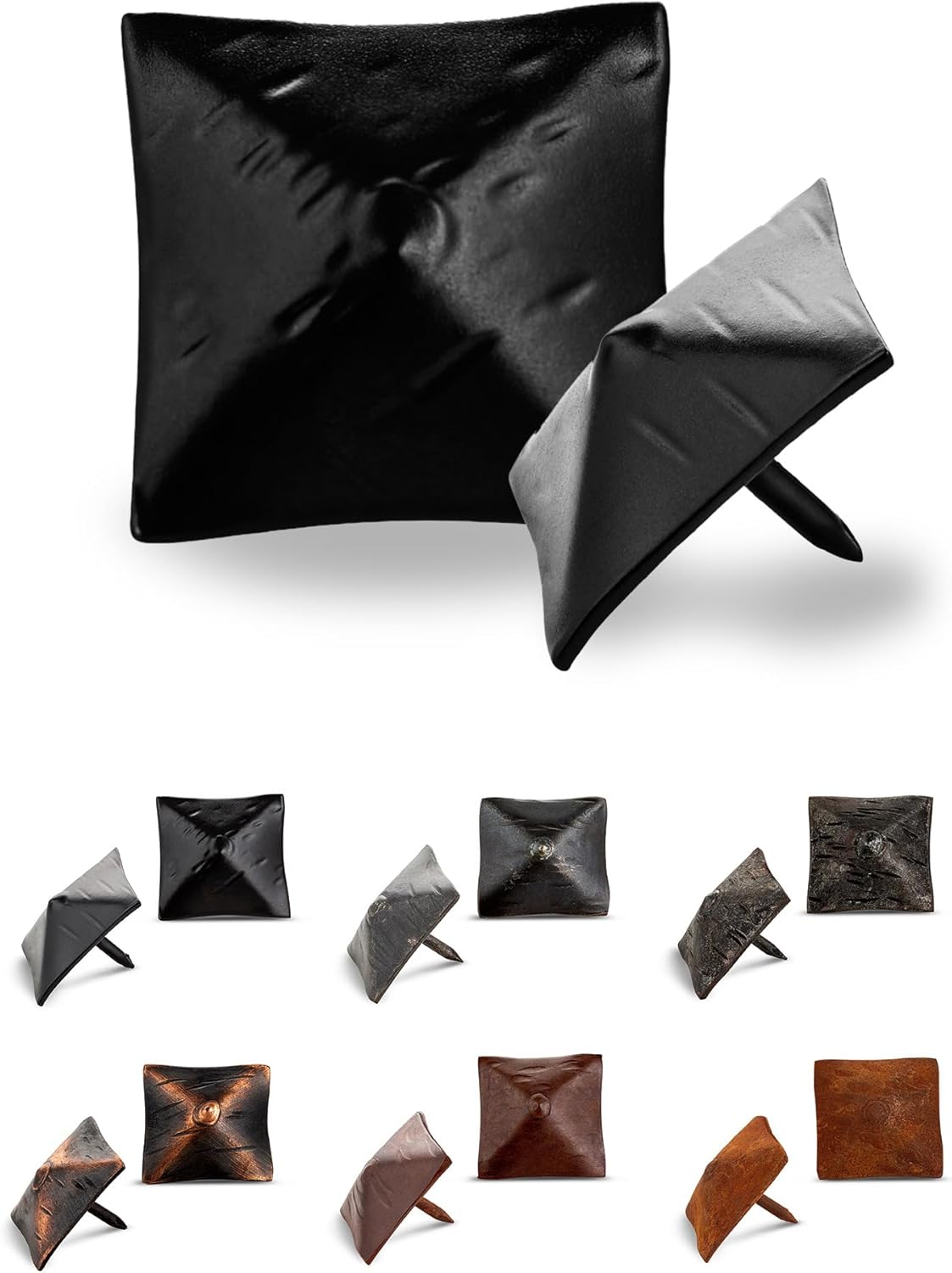 10 Pack 1.25" Square Head Iron Clavos Decorative Nails – Black – Handmade Rustic Square Fasteners for Farmhouse Shutters, Faux Wood Beams, Barn Doors, Shutters, and Gates – Ornamental Wood Accent